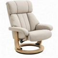 Draaibare relaxfauteuil met handmatig verstelbare rugleuning en voetensteun, beige/naturel/zwart, 78 x 88-145 x 105 cm