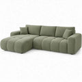 Saliegroene hoekbank met chaise longue links, 280 x 170 x 85 cm, polyester