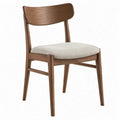 Eetkamerstoel van massief rubberhout met polyester zitting, walnootbruin/beige, 50 x 55 x 78 cm