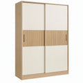 Schuifdeurkast 120 x 60 x 200 cm in beige en licht eiken