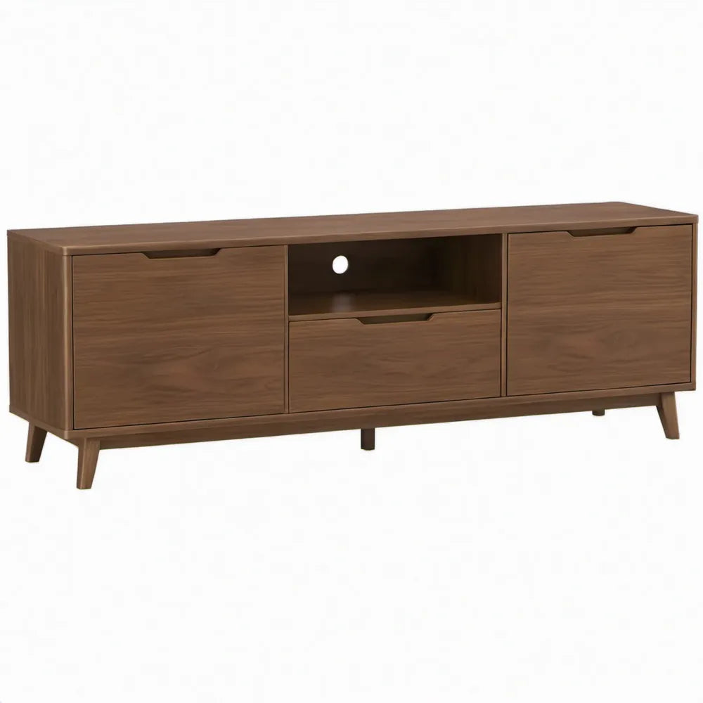 TV-meubel walnootbruin met 2 deuren, 1 lade en open vak, 180 x 40 x 60 cm