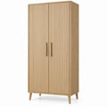 Opbergkast met 2 geribbelde deuren, naturel eiken, 80 x 40 x 180 cm