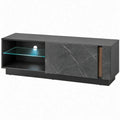 TV-meubel met LED-verlichting, 160 x 40 x 50 cm, Zwart/Donkergrijs/Walnootbruin