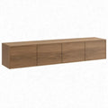 Walnootbruin meubel met 4 greeploze deuren, 200 x 40 x 45 cm, MDF met walnootfineer