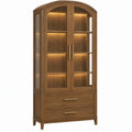 Vitrinekast met warmwitte ledverlichting, 100 x 45 x 200 cm, walnootbruin